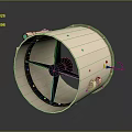 Beige Commercial Ventilation Fan With Circular Structure Black Blades Control Buttons And Indicator Light