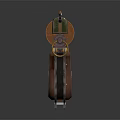 Vintage Mechanical Revolver Weapon With Green Metal Body And Gold Accent Details