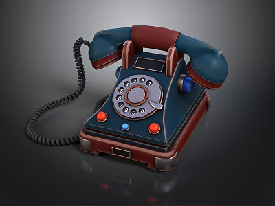 Vintage Style Computer With Classic Dial Design And Retro Blue Red Accents 3d model