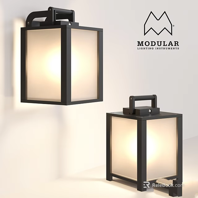 Modular Outdoor Lights With Square Design Black Frame And White Shade For Exterior Use 3d model 