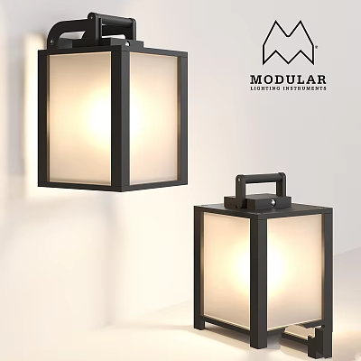 Modular Outdoor Lights With Square Design Black Frame And White Shade For Exterior Use 3d model