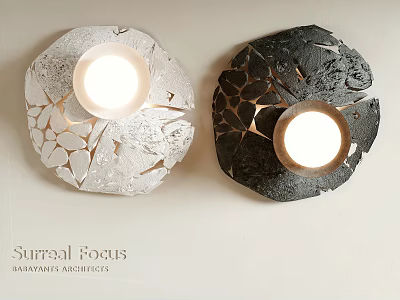 Two Textured White And Black Wall Lamps With Illuminated Hollowed Out Design 3d model