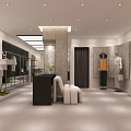 Modern Clothing Store Interior Design With Display Racks And Hanging Apparel 3d model