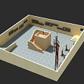 Ancient Architecture Courtyard Model Featuring Traditional Staircase And Stone Pavement Design 3d model