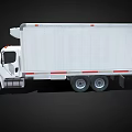 White Refrigerated Cargo Truck With Cab Long Trailer And Red Stripes
