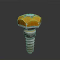 Industrial Hexagonal Head Screw With Orange Top And Metal Threaded Shank