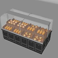 Commercial Bakery Showcase Shelf with Transparent Glass Doors and Illuminated Base for Bread