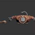 White Haired Elder Character With Creature Tattoo And Sun Patterned Staff Shackles
