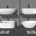 Elegant Bathtub Designs In Modern Bathroom With Grey Walls Towel Flower Petals And Slippers