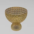 Golden Decorative Ornament Set with Elegant Bowl Shaped Grid Design Base 3d model