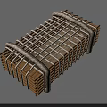 Handcrafted Ceramic Vessel With Wooden Slats And Rope Bound Decorative Structure