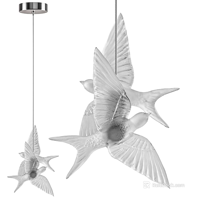 Modern Swallow Design Glass Chandelier For Stylish Interior Home Decoration 3d model 