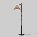 Minimalist Modern Floor Lamp With Soft Light Against Paneled Wall And Wooden Door Frame