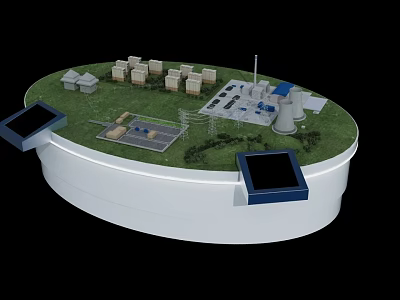 Innovative Commercial Equipment Setup in Industrial Facility Model with Solar Panels and Control Towers 3d model