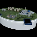 Innovative Commercial Equipment Setup in Industrial Facility Model with Solar Panels and Control Towers