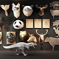 Nordic Animal Wall Decoration Cartoon Geometric Pendant Animal Head Carving Wall Decoration 3d model