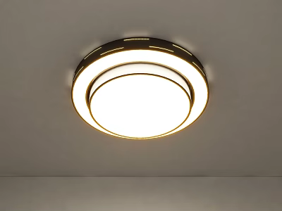 Modern Round Flush Mount Ceiling Light With Multi Layer Golden Frame And White Light Panel 3d model