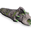 Giant Gray Worm Creature With Green Glowing Parts Sharp Claws And Open Mouth