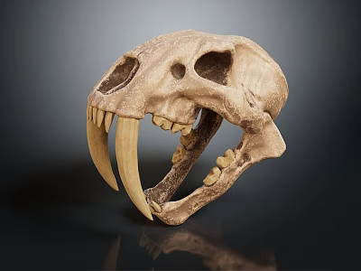 Prehistoric Animal Skull With Long Canine Teeth And Detailed Bone Structure 3d model