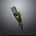 Yellow And Silver Robot Character Engaging With Alien Creature Using Blade Tool