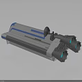Futuristic Interstellar Spaceship With Blue And White Hull And Dual Blue Lit Engines