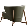 Modern Accent Chair With Light Gray Dark Green Upholstery And Wooden Legs