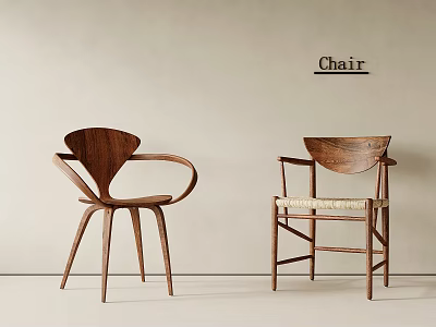 Two Different Wooden Chairs With Modern Design And Unique Features 3d model