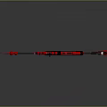 Red Futuristic Weapon With Spear And Scythe Detailed Mechanical Design