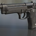 Classic Black Beretta 9x19 Pistol With Textured Grip And Metal Components
