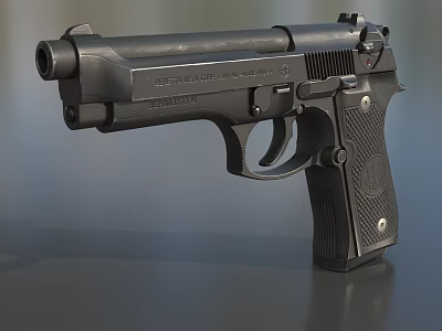 Classic Black Beretta 9x19 Pistol With Textured Grip And Metal Components 3d model