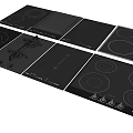 Modern Kitchen Appliances Featuring Various Black Electric Cooktops with Different Burner Configurations 3d model