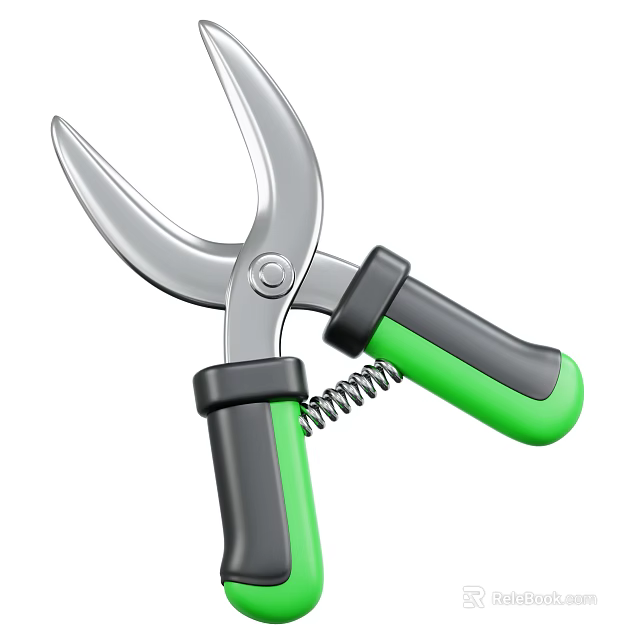 Stainless Steel Kitchen Scissors With Black And Green Handles And Spring Design For Home Kitchen Use 3d model 