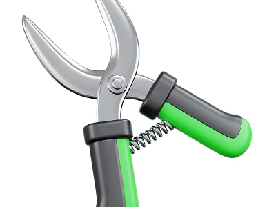 Stainless Steel Kitchen Scissors With Black And Green Handles And Spring Design For Home Kitchen Use 3d model