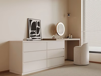 17 Dresser Modern Cream Style Dresser Cosmetics 3d model