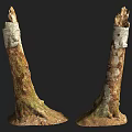 Pair Of Stone Wrapped Wood Trunks With Natural Textured Bases