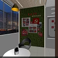 Modern Office Interior With Large Windows Geometric Pendant Lights Workstations And Green Plants