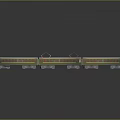Green Model Train With Red Roof Details And Multiple Carriages On Shiny Display Surface