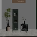 Green Arch Design Bookshelf with Shelves Plants and Decor in Light Room