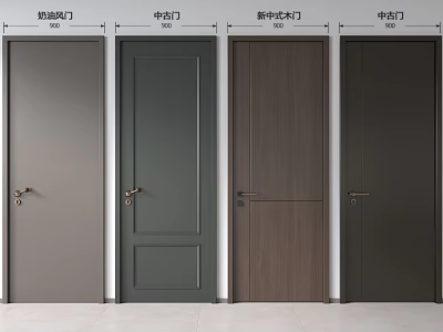 Various Swing Door Designs Including Simple Modern and New Chinese Styles for Home Interior 3d model