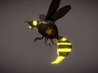 Game Movie Character Insect Design With Yellow Glowing Stripes Black Wings Luminous Eyes 3d model