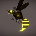 Game Movie Character Insect Design With Yellow Glowing Stripes Black Wings Luminous Eyes
