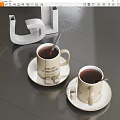 Cups with Dark Liquid Spoons Sugar Cubes on Saucers Featuring Light City Deep Taste Text