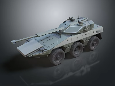 Armored Military Vehicle With Six Wheels Tactical Weapon Mount And Reinforced Body 3d model