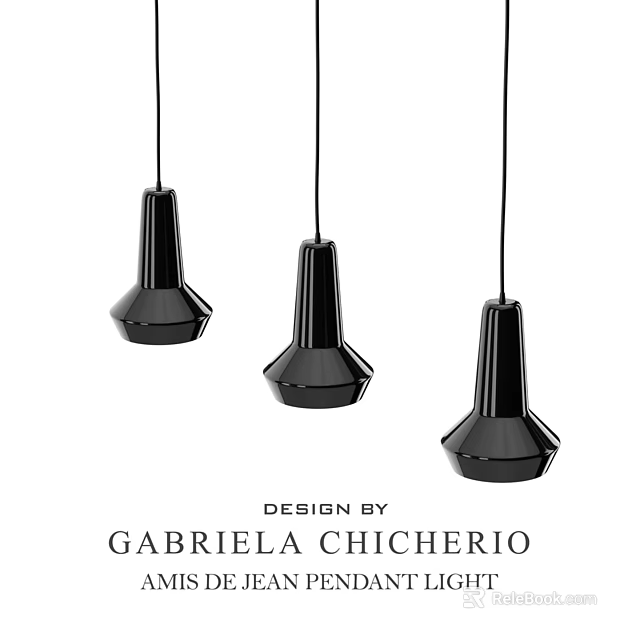 Sleek Modern Geometric Pendant Lights Designed by Gabriela Chicherio with Black Finish 3d model 