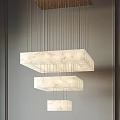 Modern Layered Square Marble Chandelier Hanging With Elegant Lighting Design 3d model