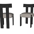 Modern Dining Chairs With Dark Wooden Frame And Beige Upholstered Seat