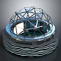 Cartoon Scene Spherical Structure With Metal Frame Black White Striped Base And Inner Lighting Design