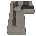 Modern Light Colored L Shaped Sofa Set With Checkered Cushions And Striped Throw Blanket 3d model