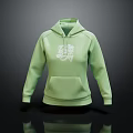 Light Green Casual Hoodie With White Text Design And Comfortable Fit