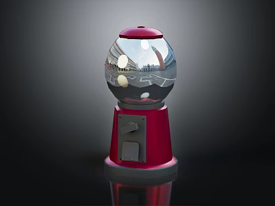 Amusement Equipment Toy Capsule Machine With Red Base Transparent Globe And White Capsules 3d model